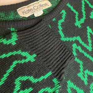 Kate Collins Black and Green Sweater